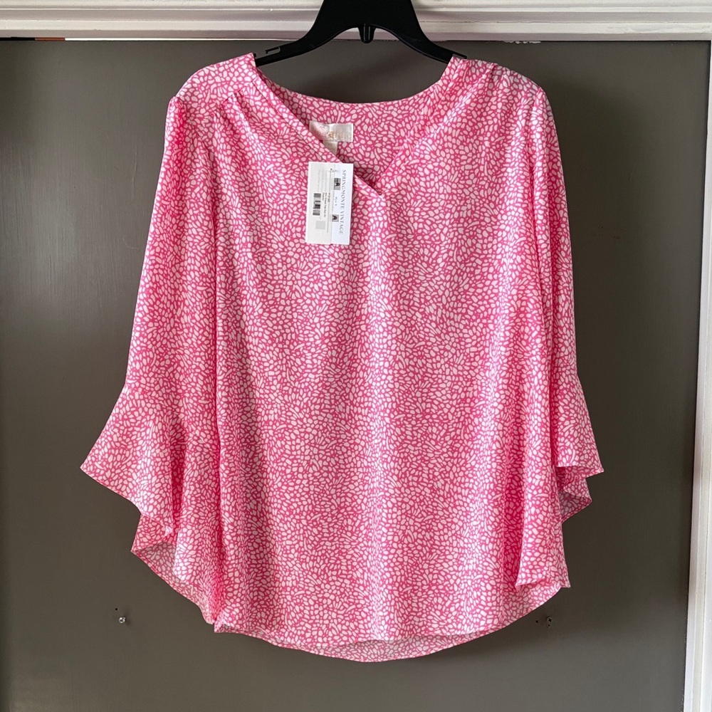 Belle by Kim Gravel Pink Patterned Blouse